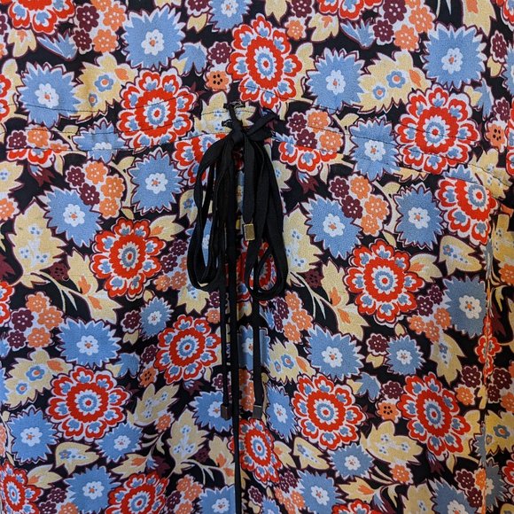 BCBGeneration Multi-Color 3/4 Sleeve Tie Waist Floral Boho Hi-Lo Dress - size L - Picture 5 of 8